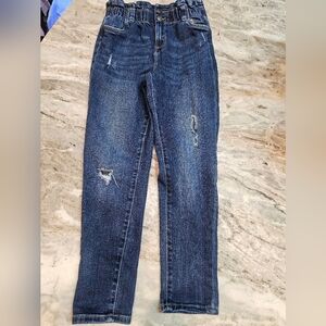 True Craft Kids High Rise Skinny Jeans Distressed Blue Denim Size 12